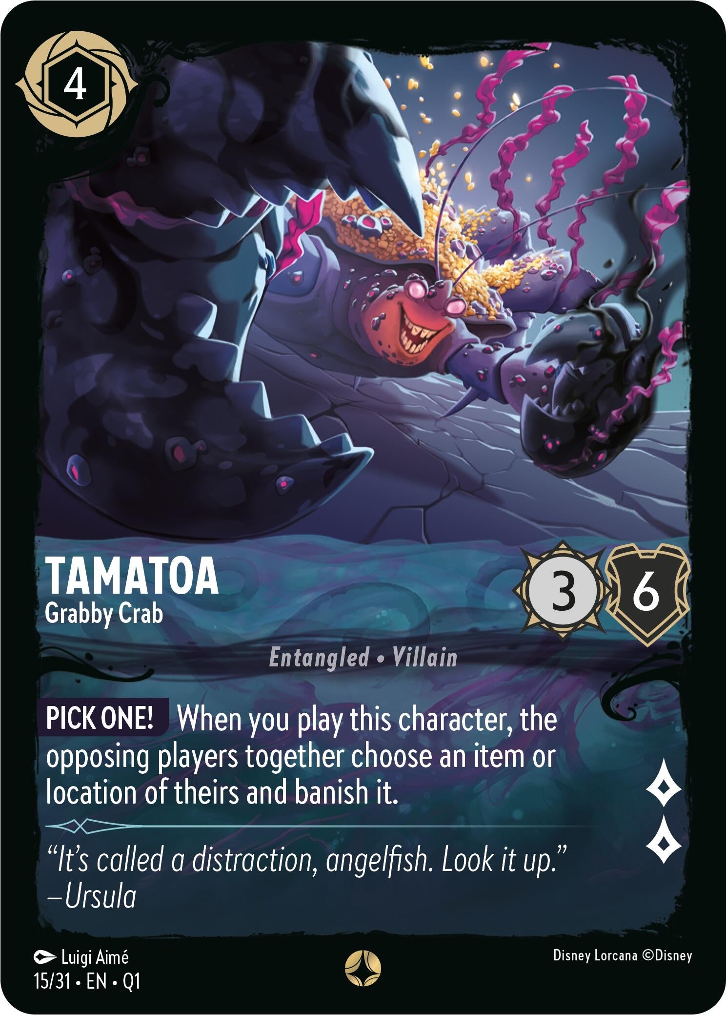 Image for Tamatoa - Grabby Crab (15/31) (Illumineer's Quest: Deep Trouble) - Disney Lorcana