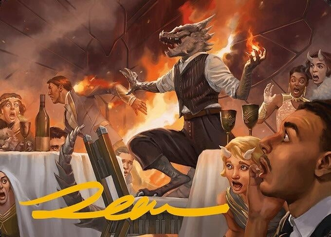 Image for Party Thrasher Art Card (Gold-Stamped Signature) (6) (Art Series: Modern Horizons 3) - Magic: The Gathering