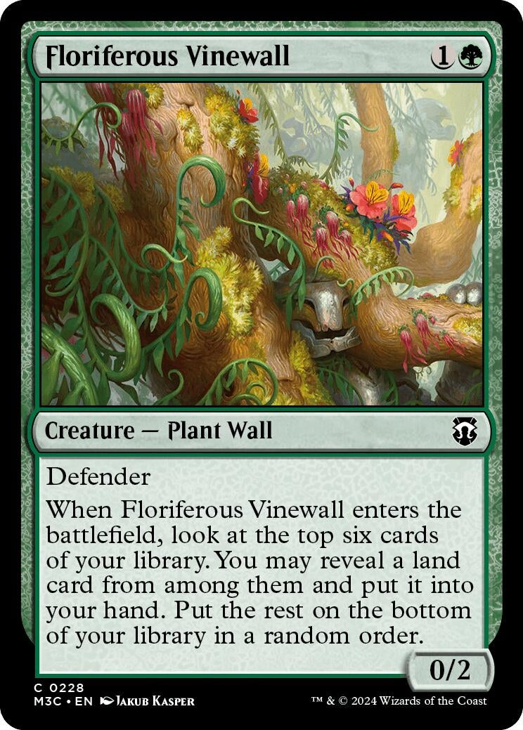 Image for Floriferous Vinewall (Ripple Foil) (228) (Commander: Modern Horizons 3) - Magic: The Gathering