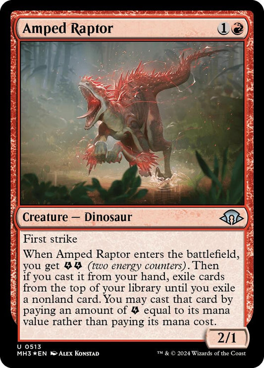 Image for Amped Raptor (Ripple Foil) (513) (Modern Horizons 3) - Magic: The Gathering