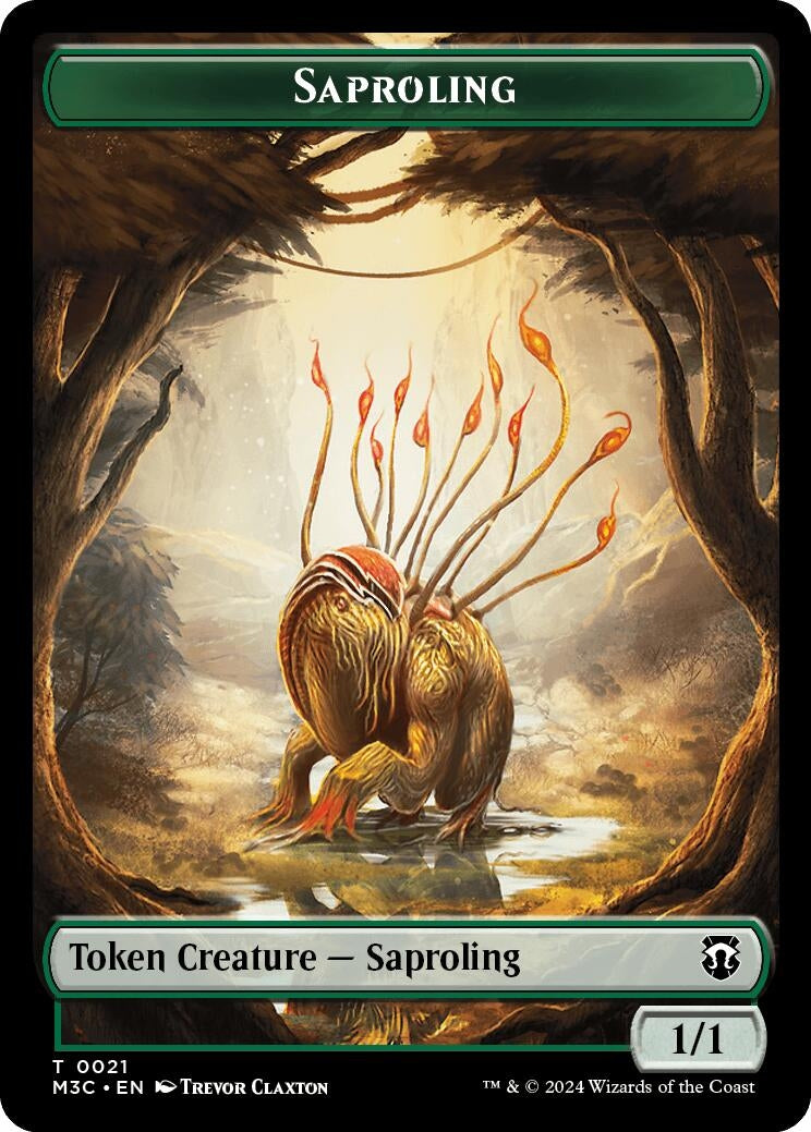 Image for Saproling (Ripple Foil) // Emblem - Garruk, Apex Predator Double-Sided Token (21 // 27) (Commander: Modern Horizons 3) - Magic: The Gathering