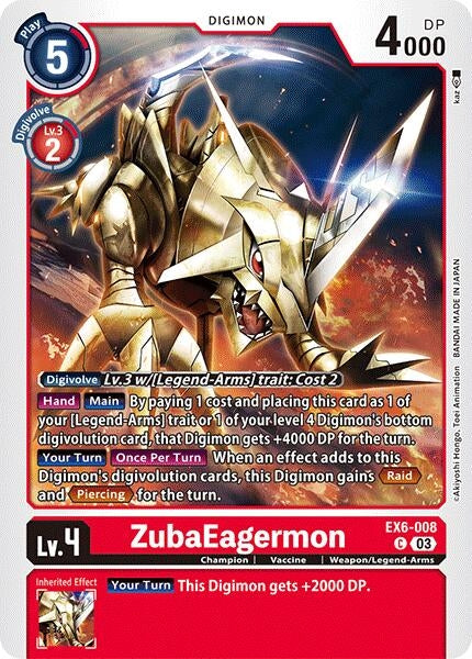 Image for ZubaEagermon (EX6-008 C) (Infernal Ascension) - Digimon Card Game