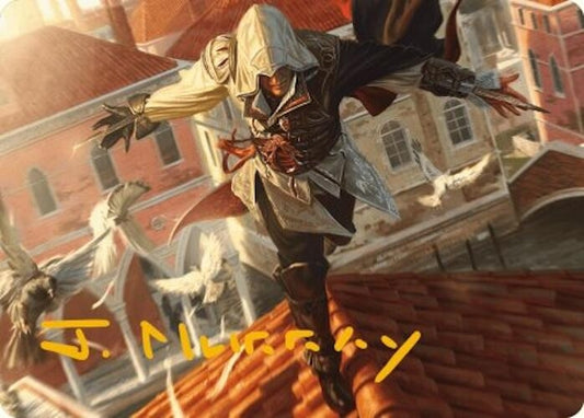 Image for Ezio, Blade of Vengeance Art Card (Gold-Stamped Signature) (19) (Art Series: Universes Beyond: Assassin's Creed) - Magic: The Gathering