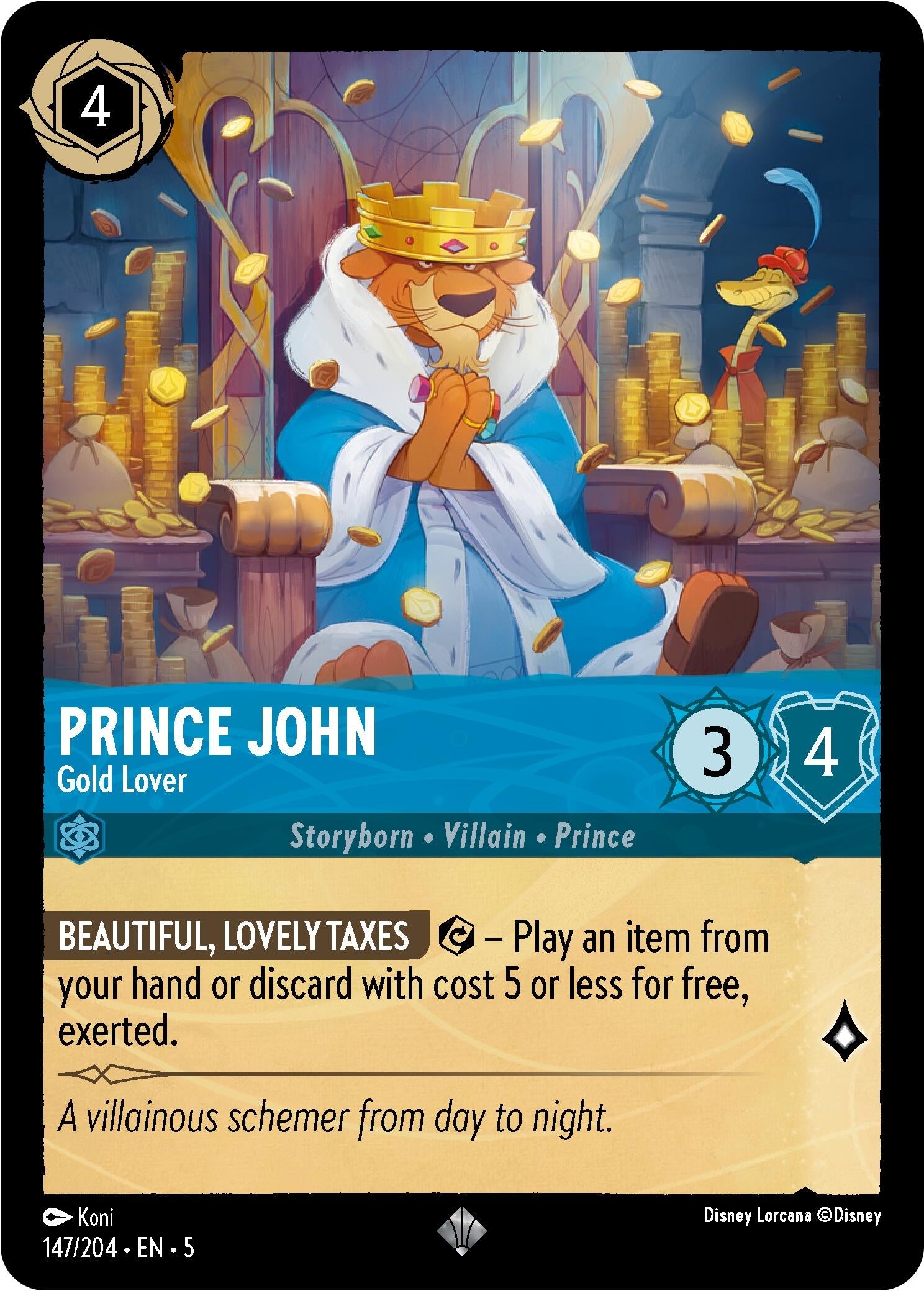 Image for Prince John - Gold Lover (147/204) (Shimmering Skies) - Disney Lorcana
