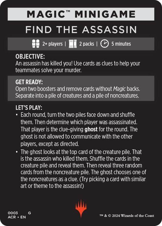 Image for Magic Minigame: Find The Assassin (3) (Universes Beyond: Assassin's Creed) - Magic: The Gathering