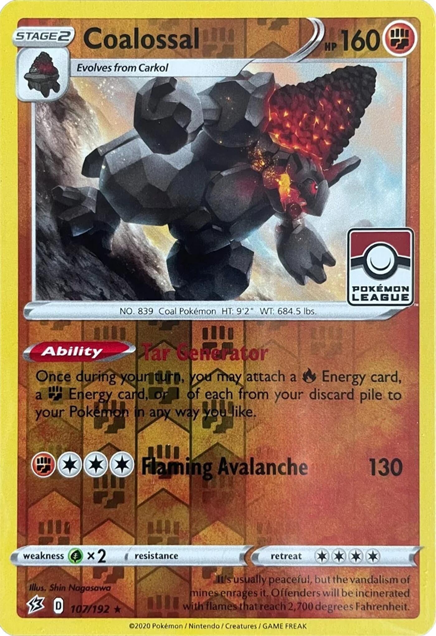 Image for Coalossal - 107/192 (League Promo) (107/192) (League & Championship Cards) - Pokemon