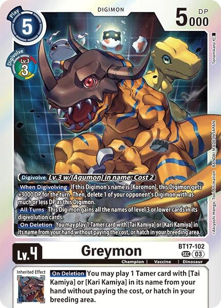 Image for Greymon (BT17-102 SEC) (Secret Crisis) - Digimon Card Game