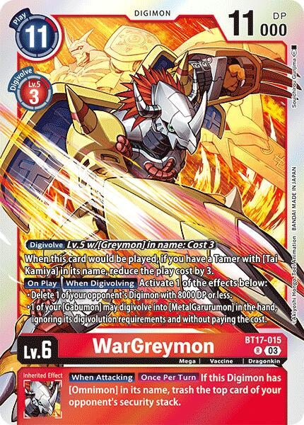 Image for WarGreymon (BT17-015 R) (Secret Crisis) - Digimon Card Game
