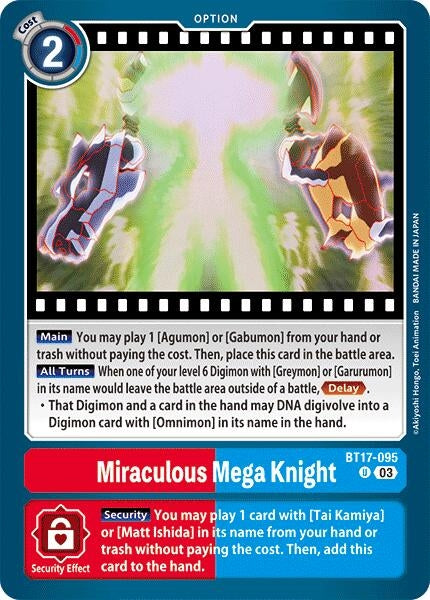 Image for Miraculous Mega Knight (BT17-095 U) (Secret Crisis) - Digimon Card Game
