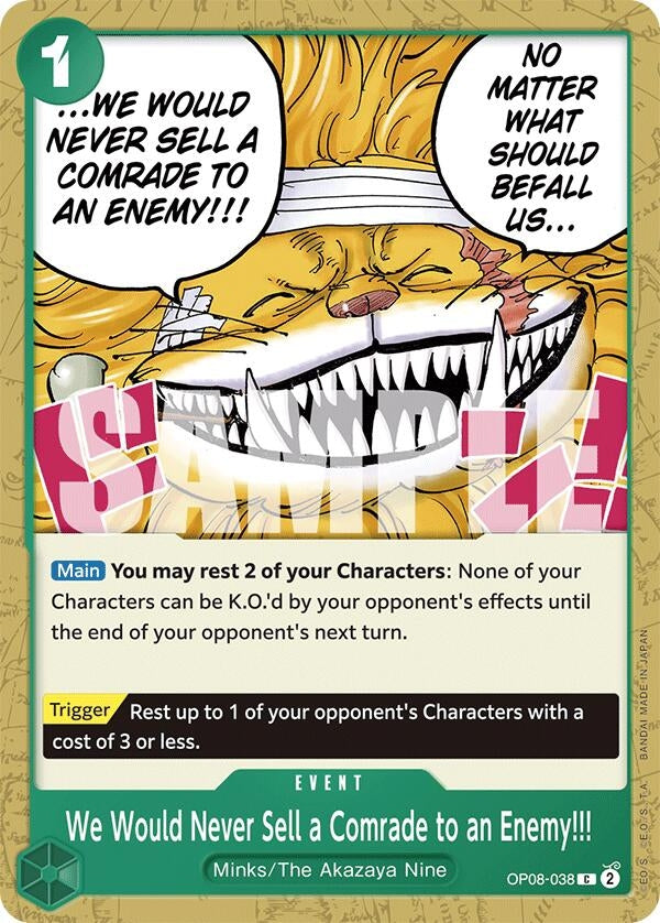 Image for We Would Never Sell a Comrade to an Enemy!!! (OP08-038) (Two Legends) - One Piece Card Game