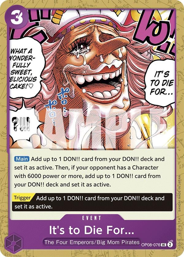Image for It's to Die For (OP08-076) (Two Legends) - One Piece Card Game