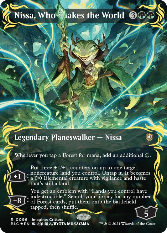 Image for Nissa, Who Shakes the World (Borderless) (Raised Foil) (96) (Commander: Bloomburrow) - Magic: The Gathering