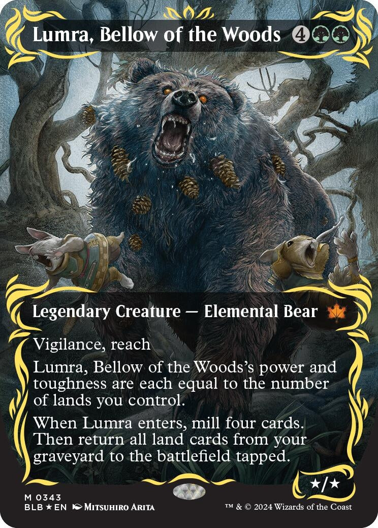 Image for Lumra, Bellow of the Woods (Borderless) (Raised Foil) (343) (Bloomburrow) - Magic: The Gathering