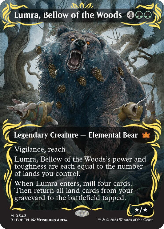 Image for Lumra, Bellow of the Woods (Borderless) (Raised Foil) (343) (Bloomburrow) - Magic: The Gathering