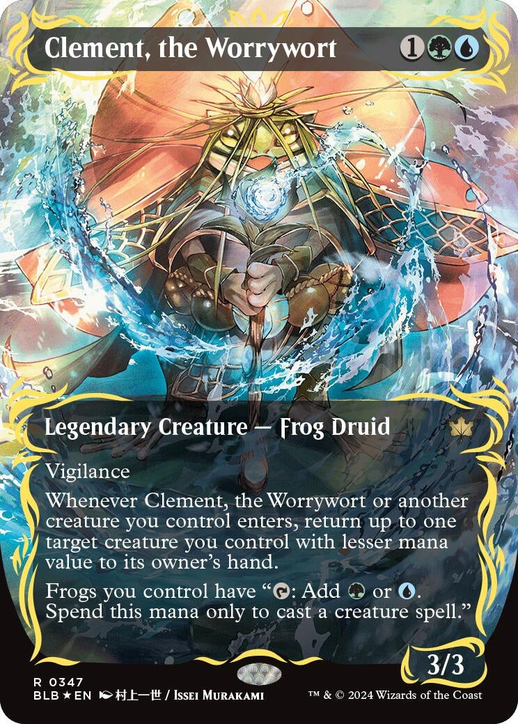Image for Clement, the Worrywort (Borderless) (Raised Foil) (347) (Bloomburrow) - Magic: The Gathering