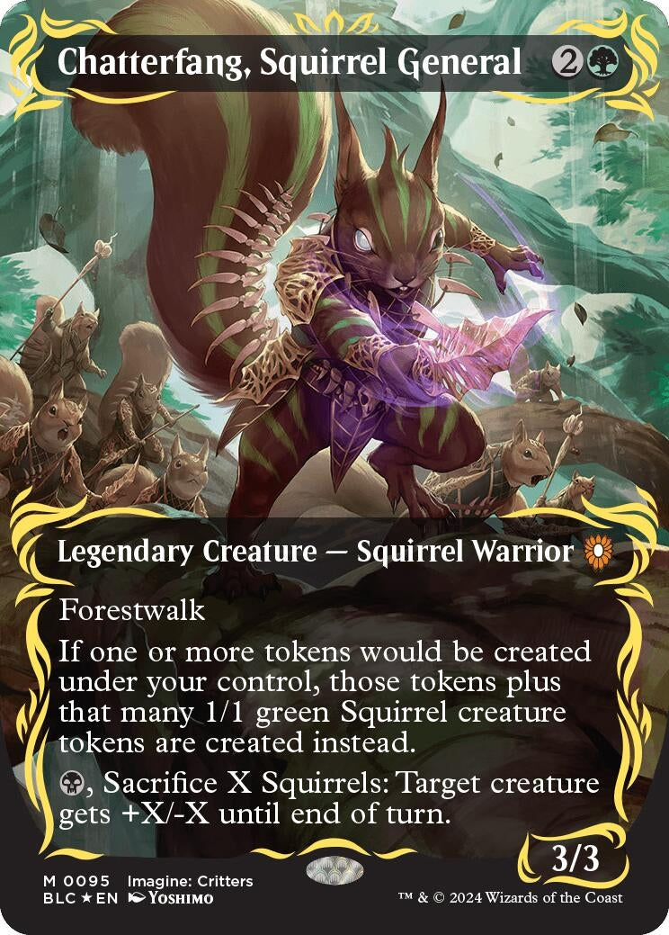 Image for Chatterfang, Squirrel General (Borderless) (Raised Foil) (95) (Commander: Bloomburrow) - Magic: The Gathering