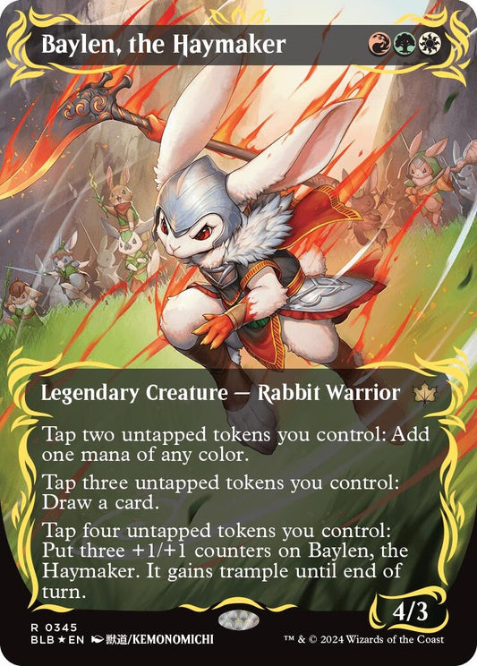 Image for Baylen, the Haymaker (Borderless) (Raised Foil) (345) (Bloomburrow) - Magic: The Gathering