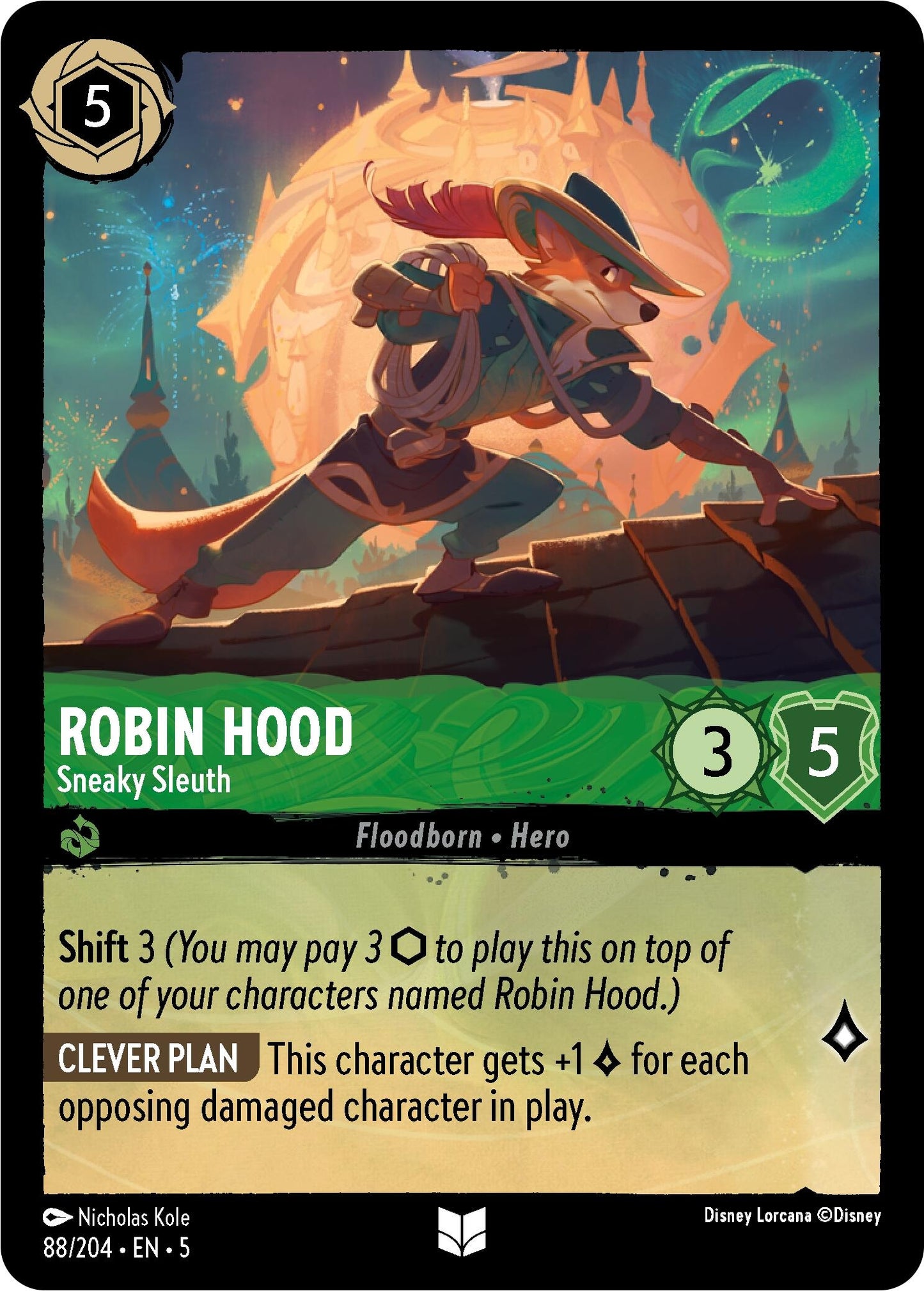 Image for Robin Hood - Sneaky Sleuth (88/204) (Shimmering Skies) - Disney Lorcana