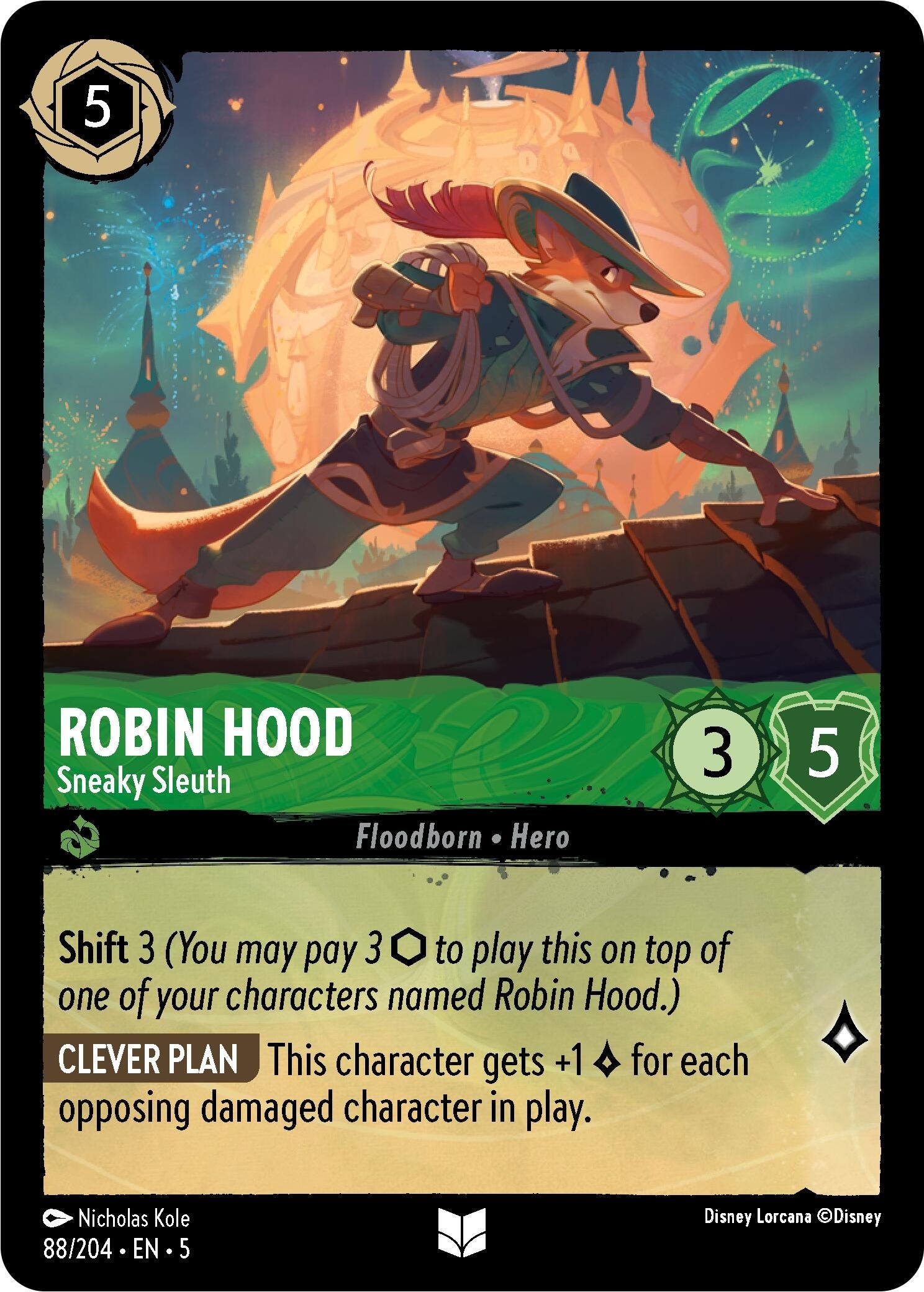 Image for Robin Hood - Sneaky Sleuth (88/204) (Shimmering Skies) - Disney Lorcana