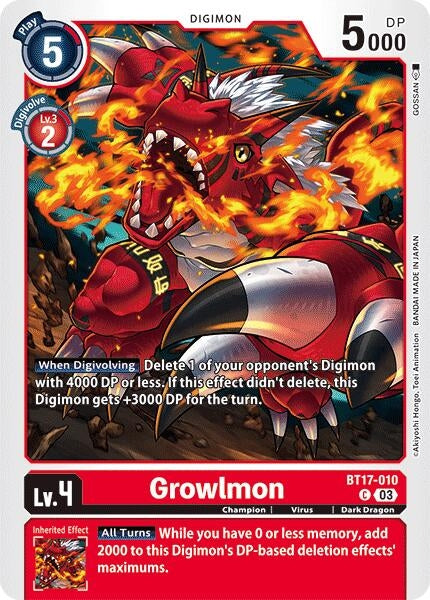 Image for Growlmon (BT17-010 C) (Secret Crisis) - Digimon Card Game
