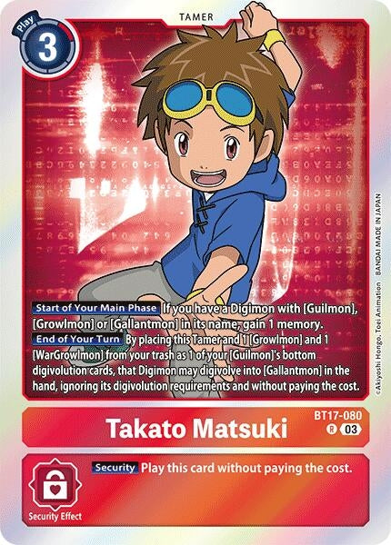 Image for Takato Matsuki (BT17-080 R) (Secret Crisis) - Digimon Card Game
