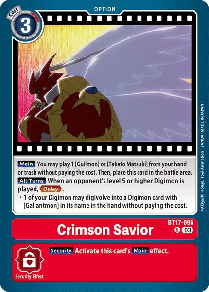 Image for Crimson Savior (BT17-096 U) (Secret Crisis) - Digimon Card Game