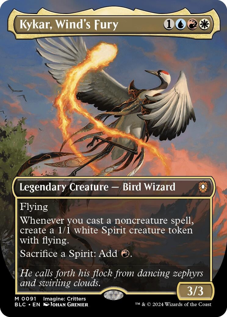 Image for Kykar, Wind's Fury (Borderless) (91) (Commander: Bloomburrow) - Magic: The Gathering