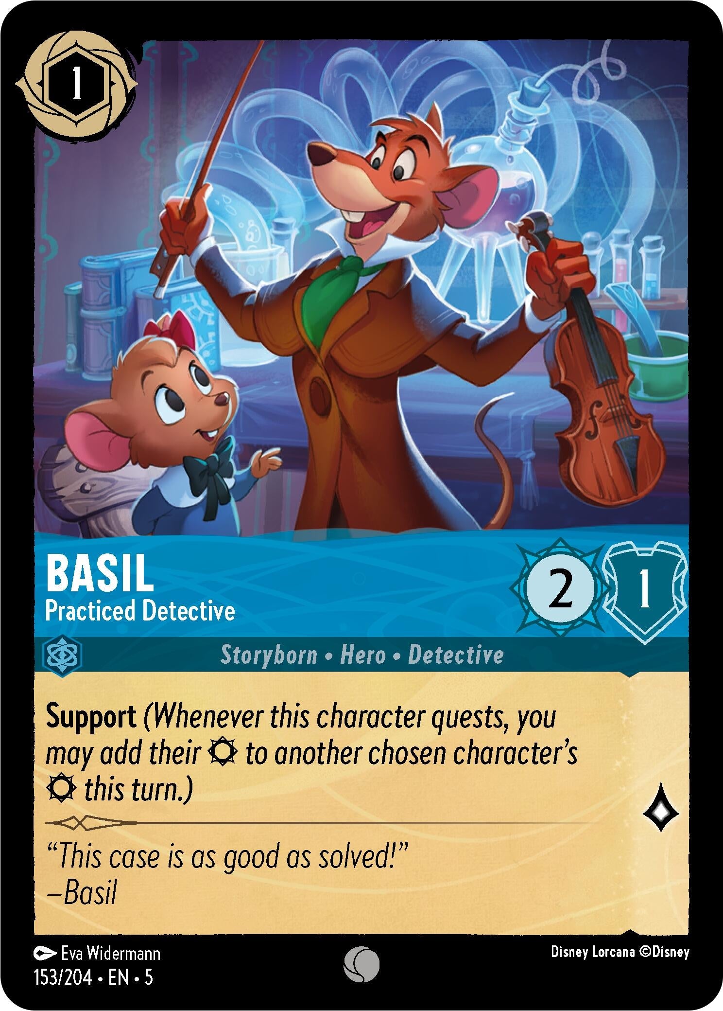 Image for Basil - Practiced Detective (153/204) (Shimmering Skies) - Disney Lorcana