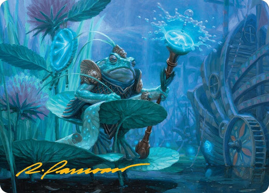 Image for Dour Port-Mage Art Card (Gold-Stamped Signature) (5) (Art Series: Bloomburrow) - Magic: The Gathering