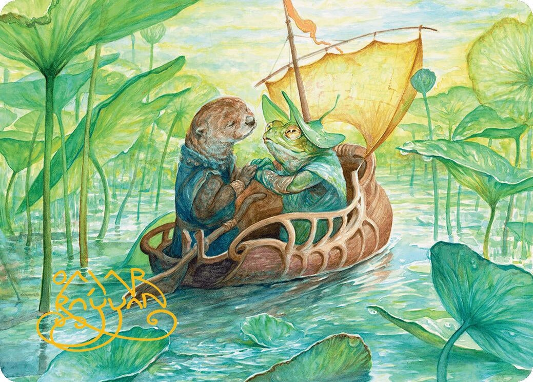 Image for Run Away Together Art Card (Gold-Stamped Signature) (11) (Art Series: Bloomburrow) - Magic: The Gathering