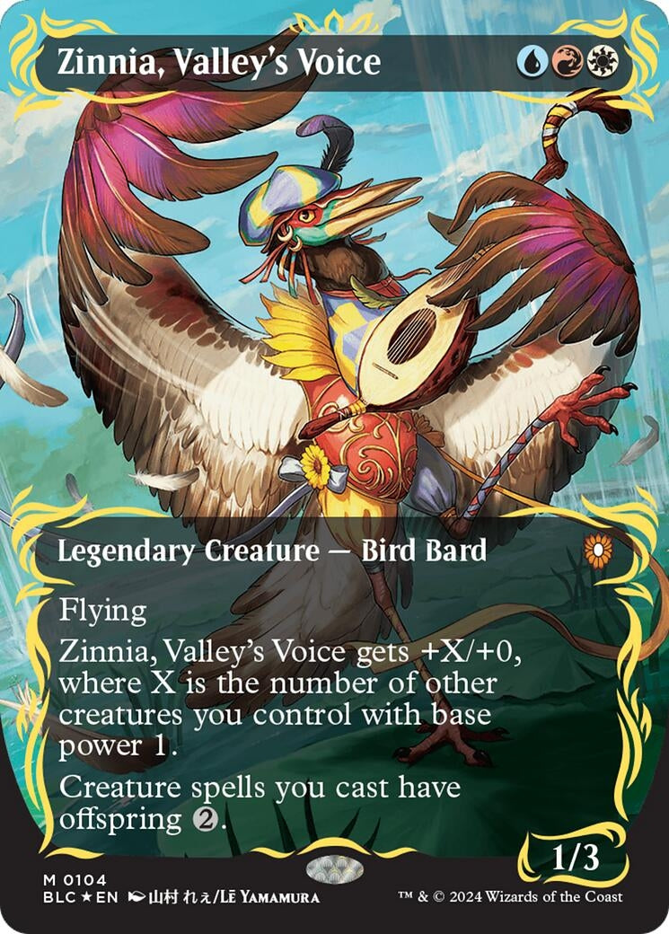 Image for Zinnia, Valley's Voice (Borderless) (Raised Foil) (104) (Commander: Bloomburrow) - Magic: The Gathering