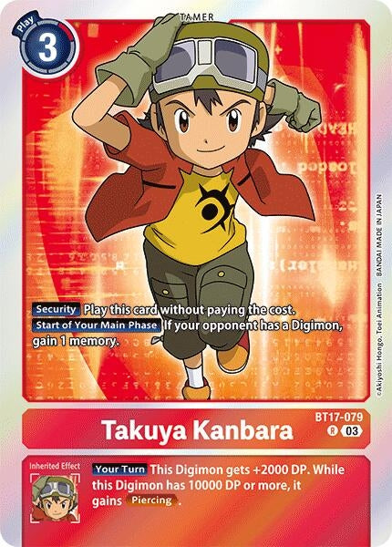 Image for Takuya Kanbara (BT17-079 R) (Secret Crisis) - Digimon Card Game