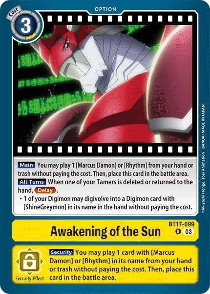 Image for Awakening of the Sun (BT17-099 U) (Secret Crisis) - Digimon Card Game