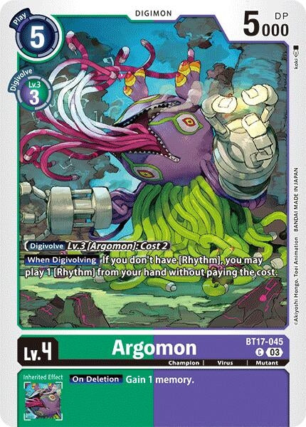 Image for Argomon - BT17-045 (BT17-045 C) (Secret Crisis) - Digimon Card Game