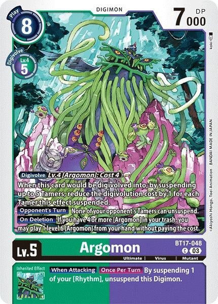 Image for Argomon - BT17-048 (BT17-048 C) (Secret Crisis) - Digimon Card Game