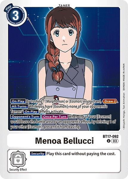 Image for Menoa Bellucci (BT17-092 U) (Secret Crisis) - Digimon Card Game