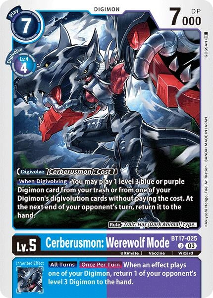 Image for Cerberusmon: Werewolf Mode (BT17-025 U) (Secret Crisis) - Digimon Card Game