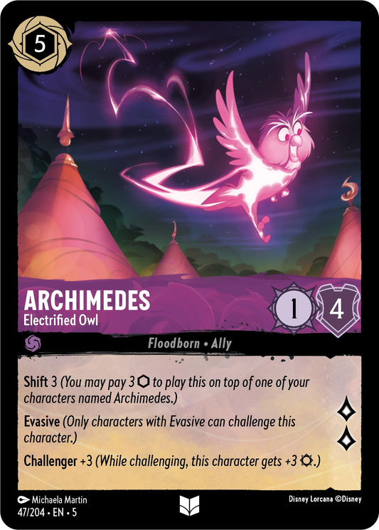Image for Archimedes - Electrified Owl (47/204) (Shimmering Skies) - Disney Lorcana