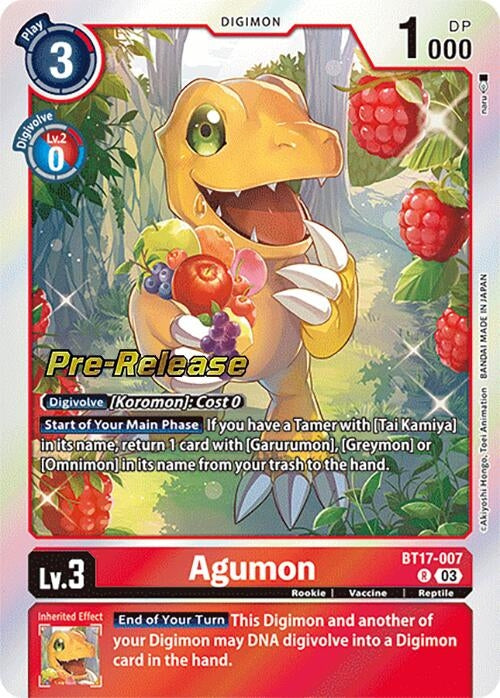 Image for Agumon (BT17-007 R) (Secret Crisis Pre-Release Cards) - Digimon Card Game
