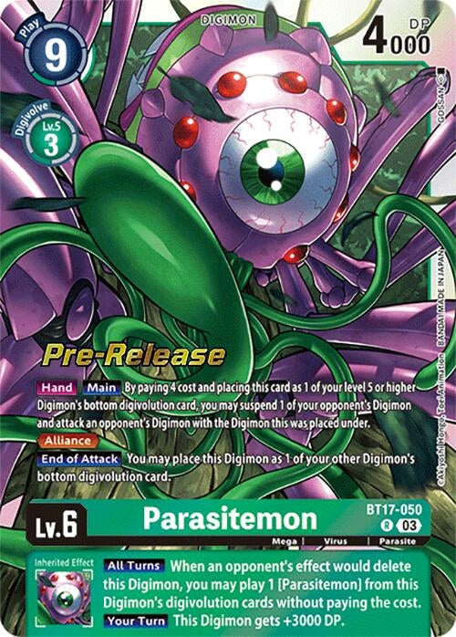 Image for Parasitemon (BT17-050 R) (Secret Crisis Pre-Release Cards) - Digimon Card Game