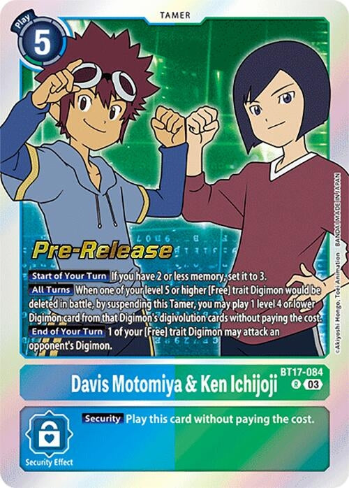 Image for Davis Motomiya & Ken Ichijoji (BT17-084 R) (Secret Crisis Pre-Release Cards) - Digimon Card Game