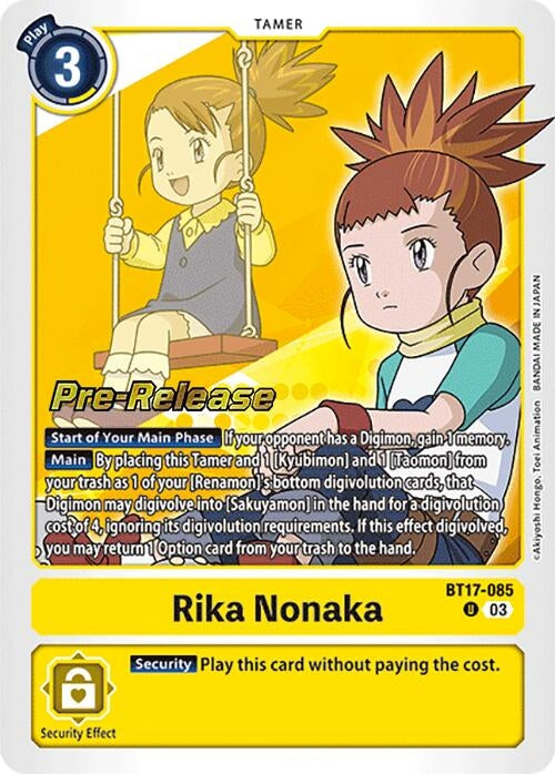 Image for Rika Nonaka (BT17-085 U) (Secret Crisis Pre-Release Cards) - Digimon Card Game