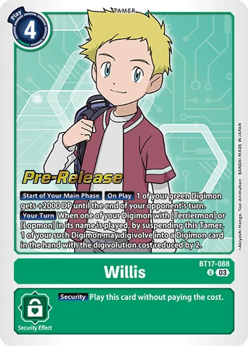 Image for Willis (BT17-088 U) (Secret Crisis Pre-Release Cards) - Digimon Card Game