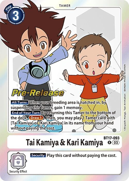 Image for Tai Kamiya & Kari Kamiya (BT17-093 R) (Secret Crisis Pre-Release Cards) - Digimon Card Game