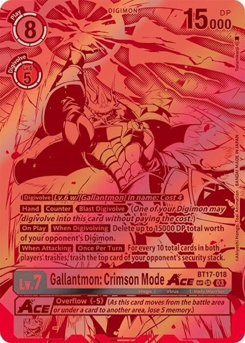 Image for Gallantmon: Crimson Mode ACE (Textured) (BT17-018 SR) (Secret Crisis) - Digimon Card Game