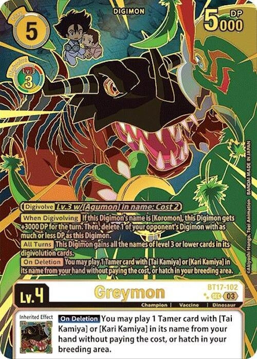Image for Greymon (Left) (Textured) (BT17-102 SEC) (Secret Crisis) - Digimon Card Game