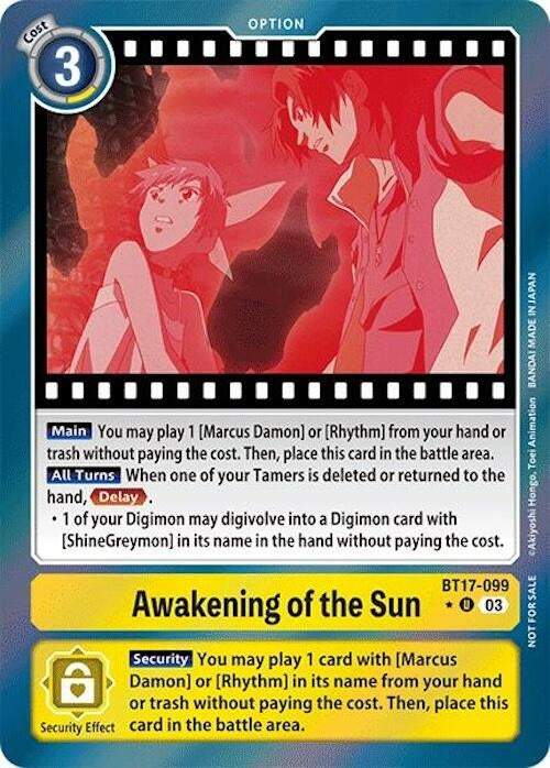 Image for Awakening of the Sun (Secret Crisis: Movie Memorial Pack) (BT17-099 U) (Secret Crisis) - Digimon Card Game