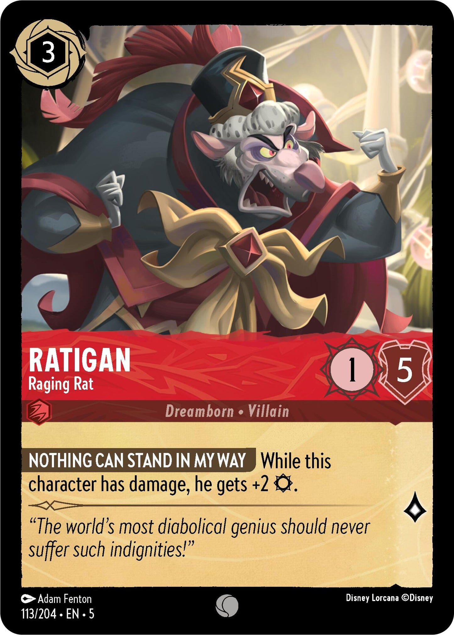Image for Ratigan - Raging Rat (113/204) (Shimmering Skies) - Disney Lorcana
