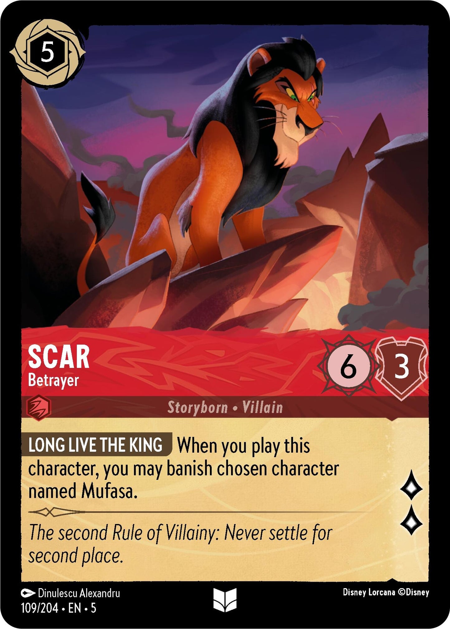 Image for Scar - Betrayer (109/204) (Shimmering Skies) - Disney Lorcana