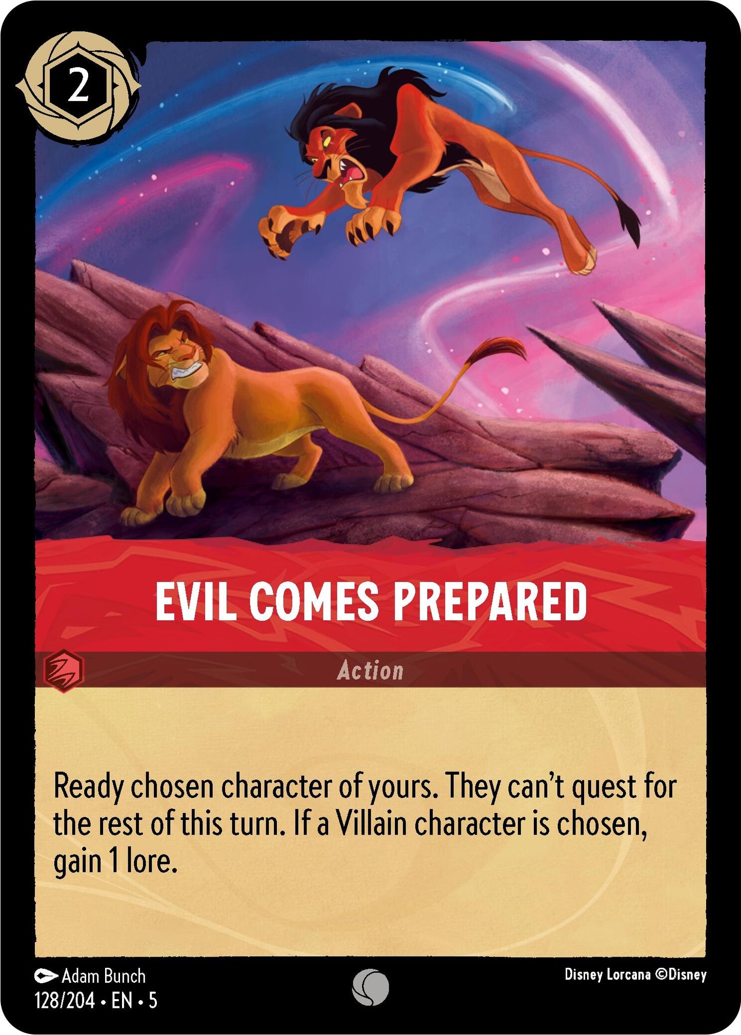 Image for Evil Comes Prepared (128/204) (Shimmering Skies) - Disney Lorcana